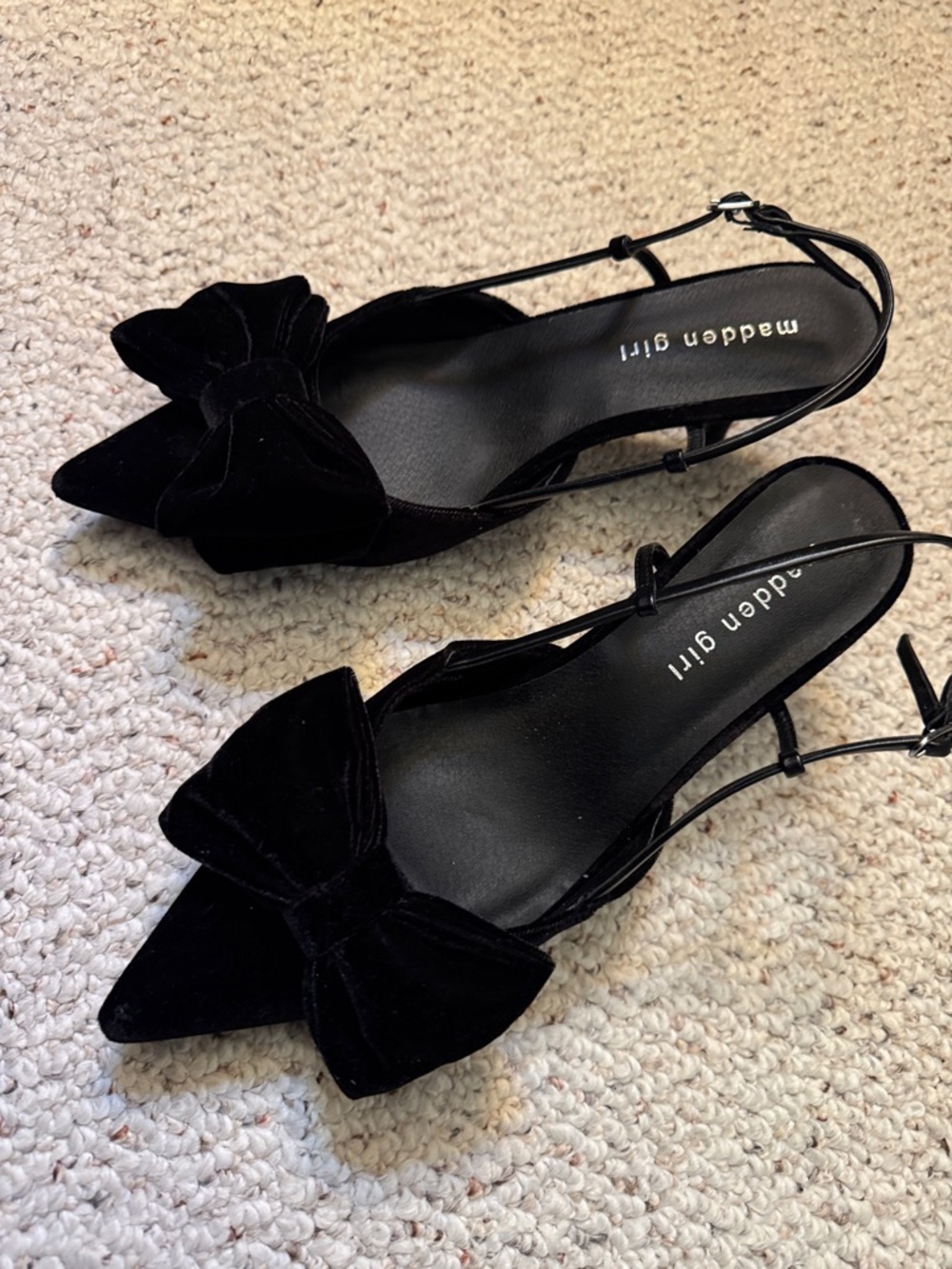 Madden Girl Black Bow Pointed-Toe Slingback Flats